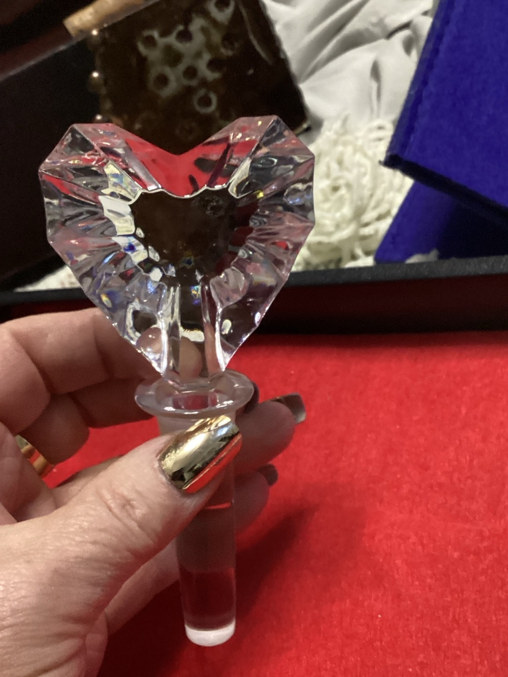 Vintage Mikasa Lead Crystal Heart Bottle Stopper - Never Used - Excellent Cond.